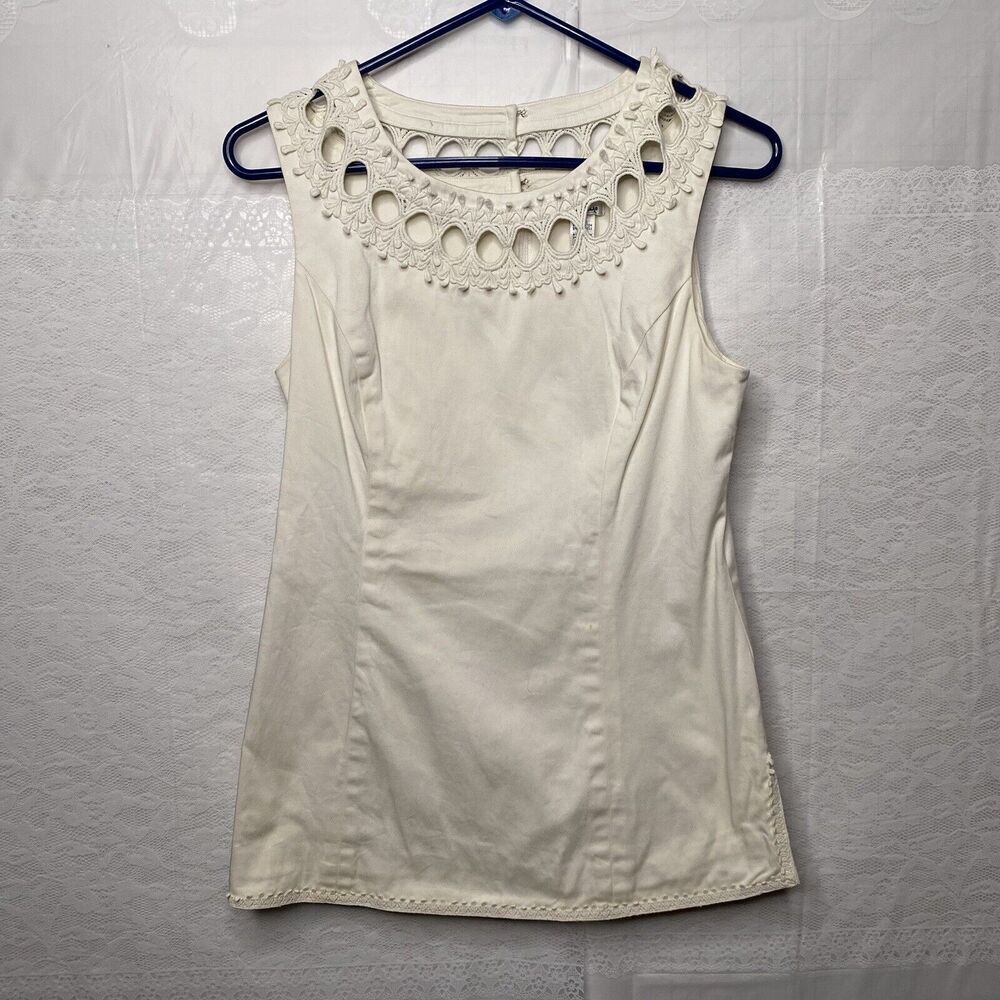 Lilly Pulitzer Sleeveless Crochet Trim Top Size 6 Thick Women